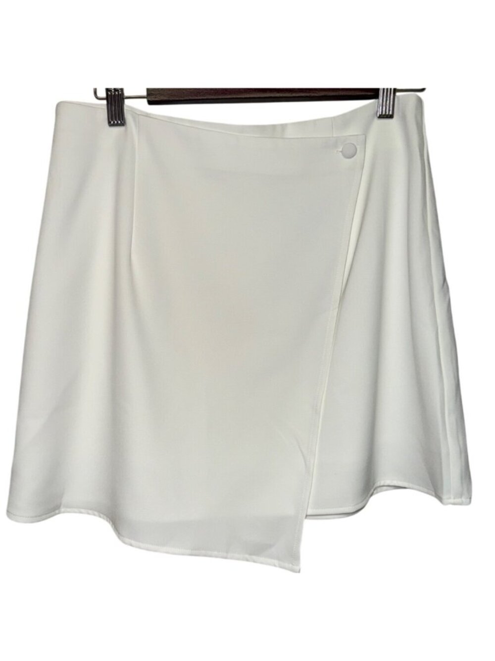 NWT RIHOAS Women's Faux Wrap Skirt Ivory White Lined Size Large Elegant Mini